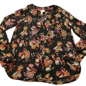 Anthropologie 28 of 52 Conversations Womens 6 Shirt Floral Birds Button Boho